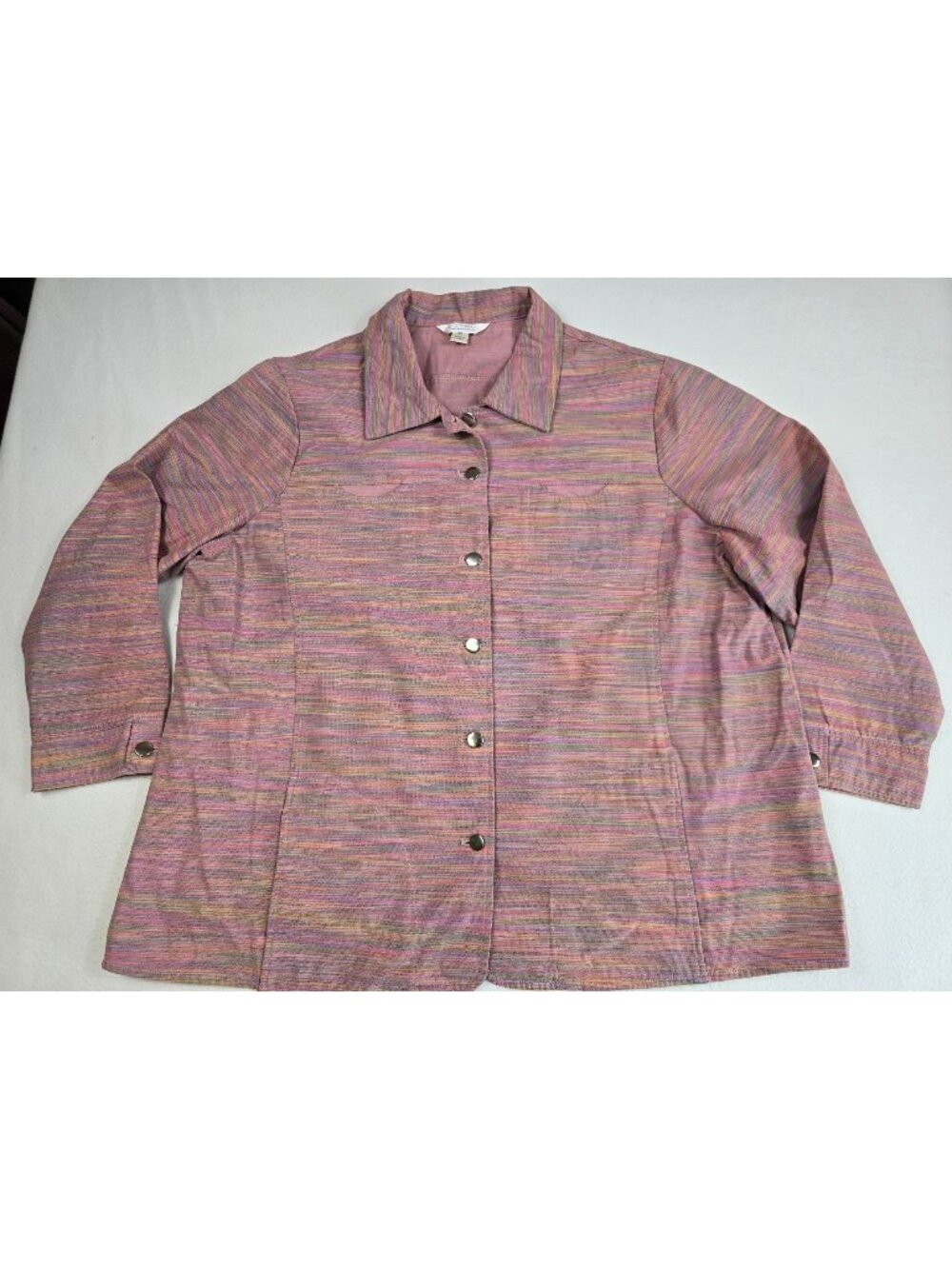 CJ Banks 3X Button-Up Jacket Striped Multicolor